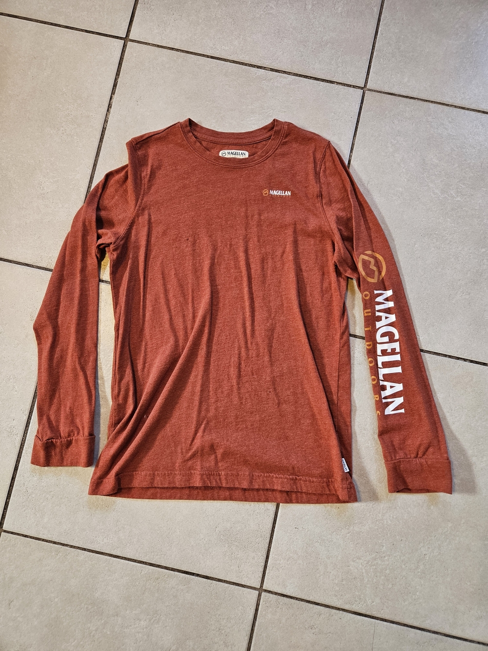 Magellan Outdoors Long Sleeve Crew Tee in Rust